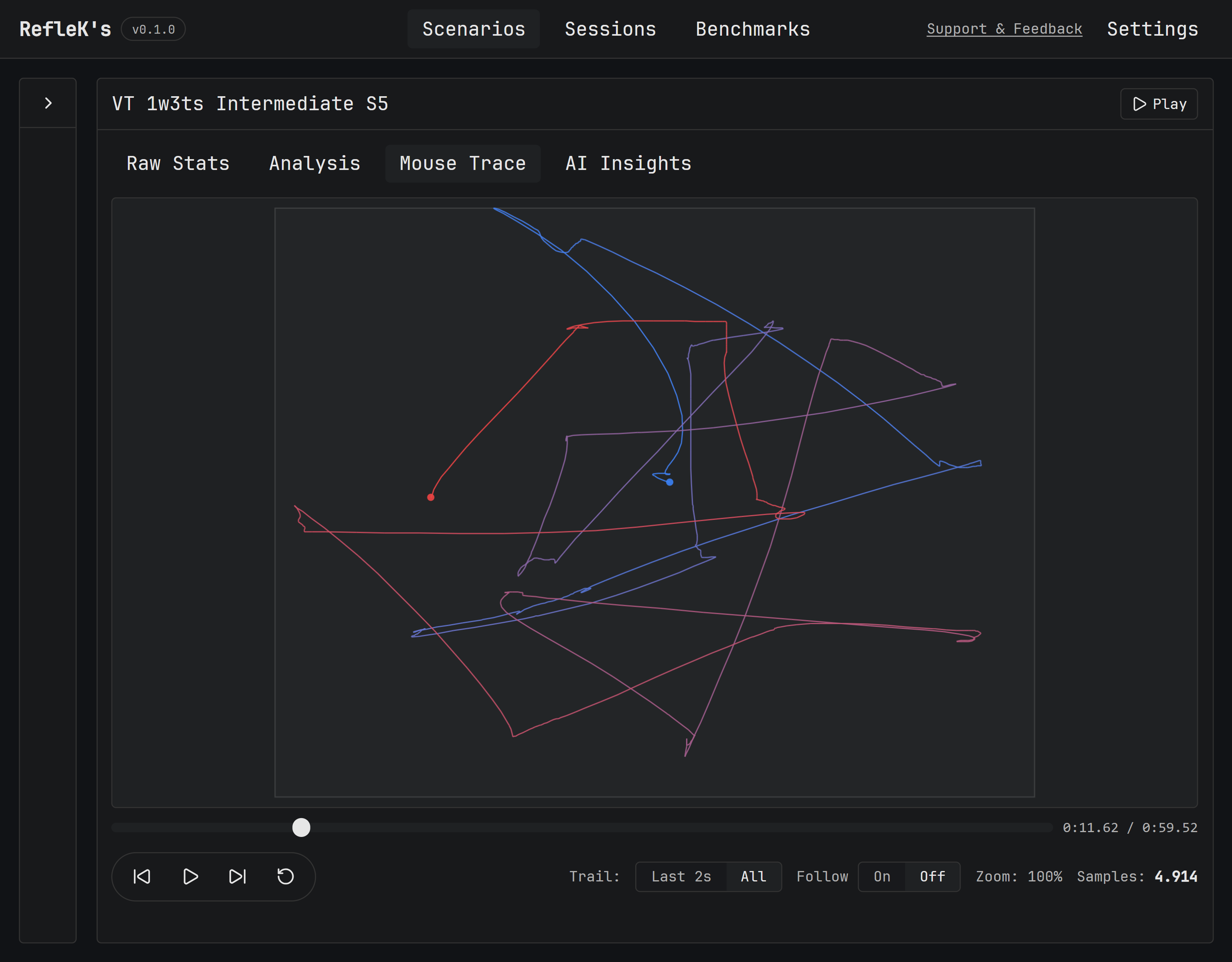 Mouse movement replay screenshot