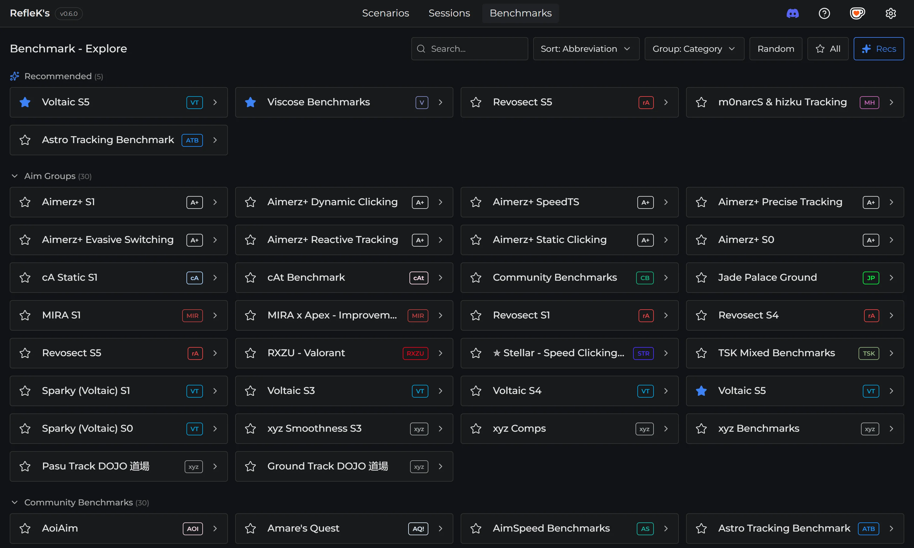 Benchmark recommendations